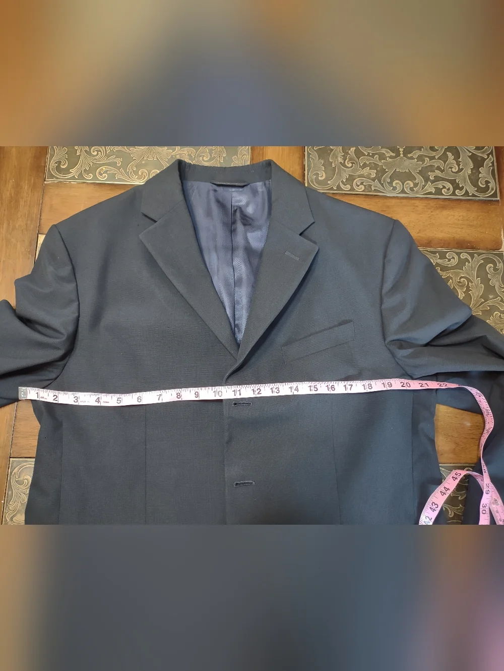 Banana Republic Men's Dark Navy  Wool Cotton Blend Three-Button Blazer Jacket